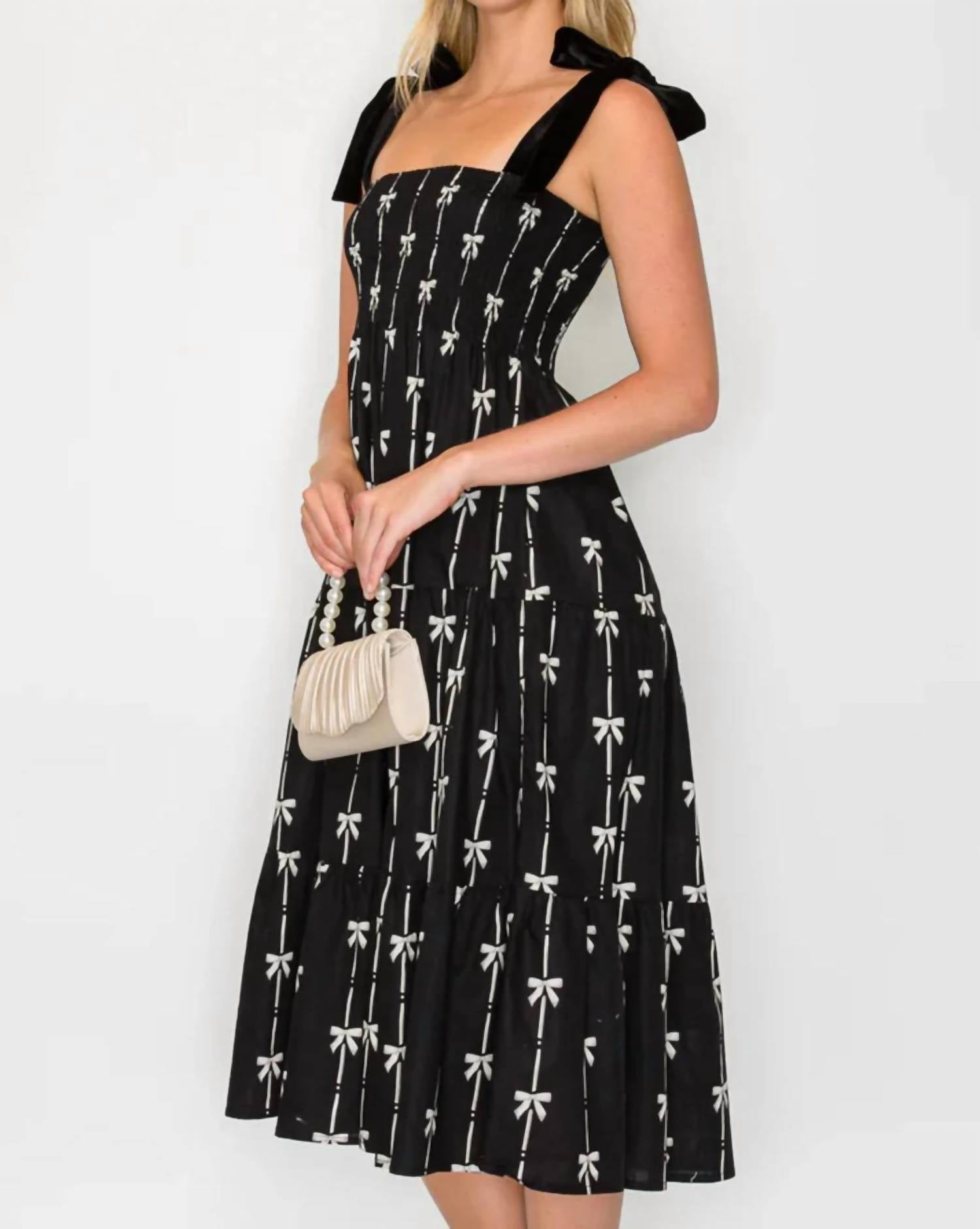 Meet Me In Santorini - Holiday Bow Midi Dress