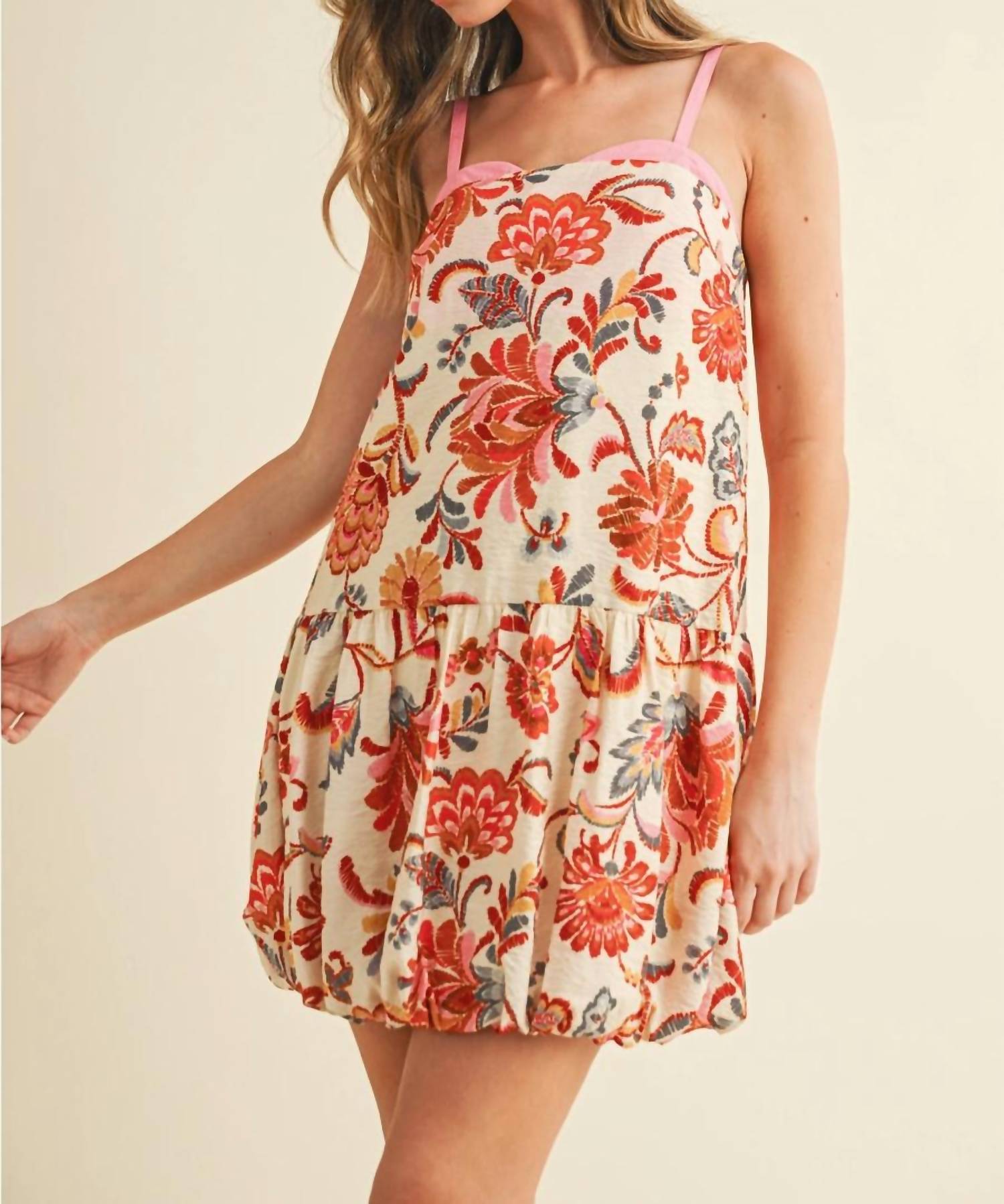 TCEC Drea Floral Mini Dress in cream 1 - women's dress