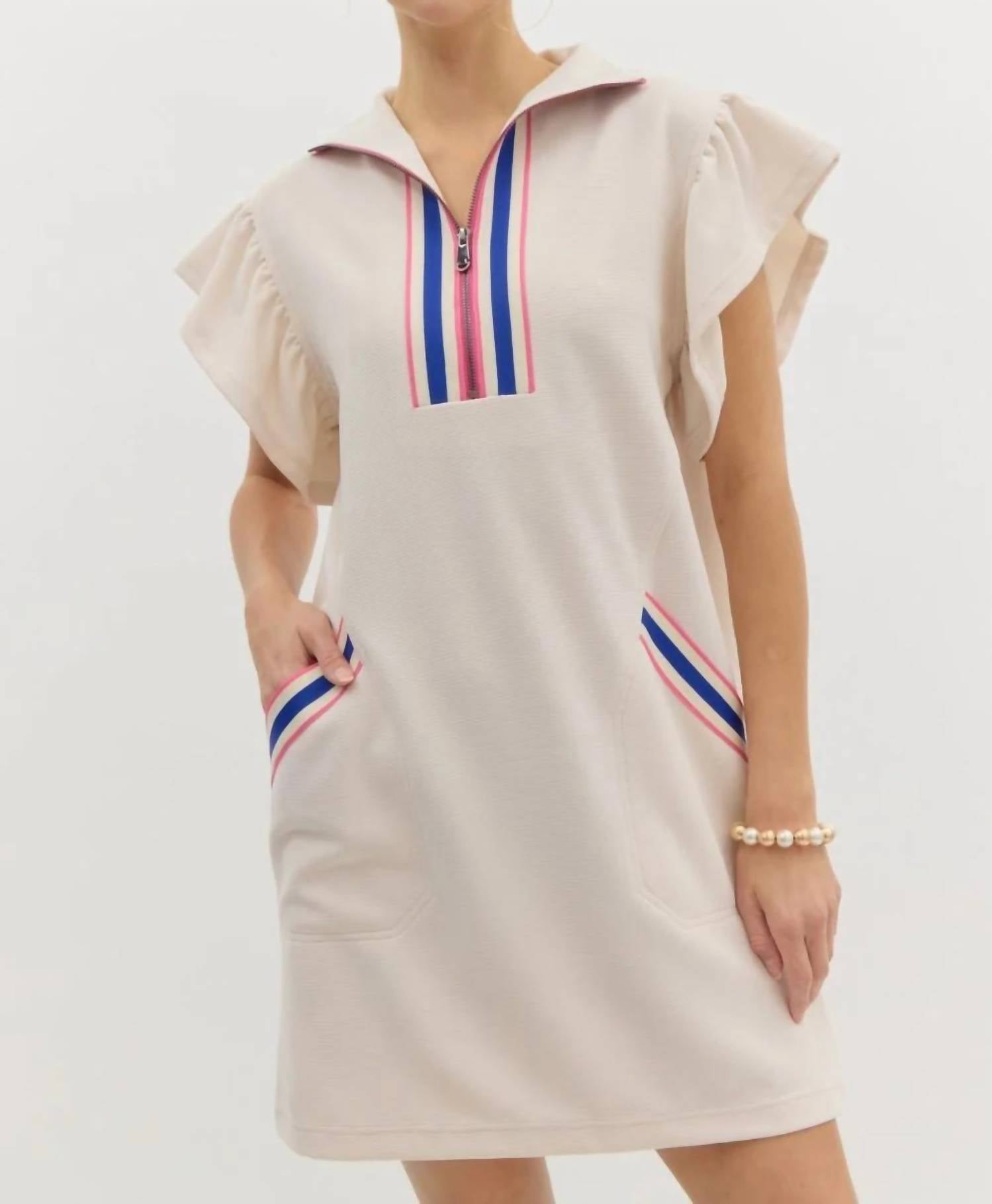 Entro - Half Zip Flutterband Mini Dress