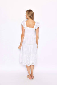 Sail To Sable - Eyelet Flutter Sleeve Smocked Dress