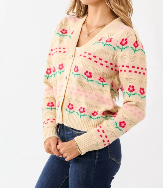 Lovlov - Floral Knit Button Down Cardigan