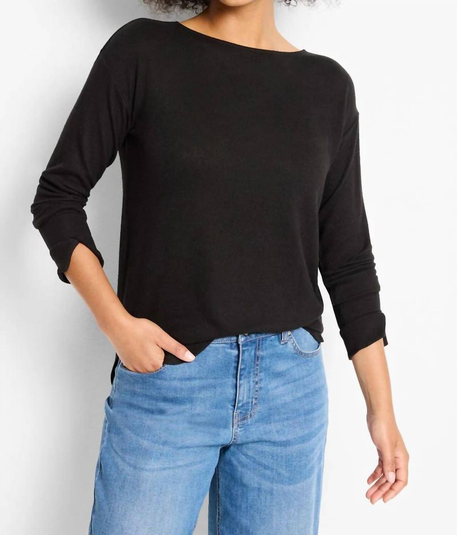 Nic + Zoe Easy Cozy Top in black onxy - women's long sleeve top