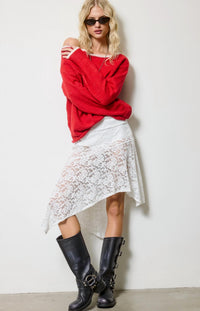Mimosa - Asymmetric Sheer Lace Skirt