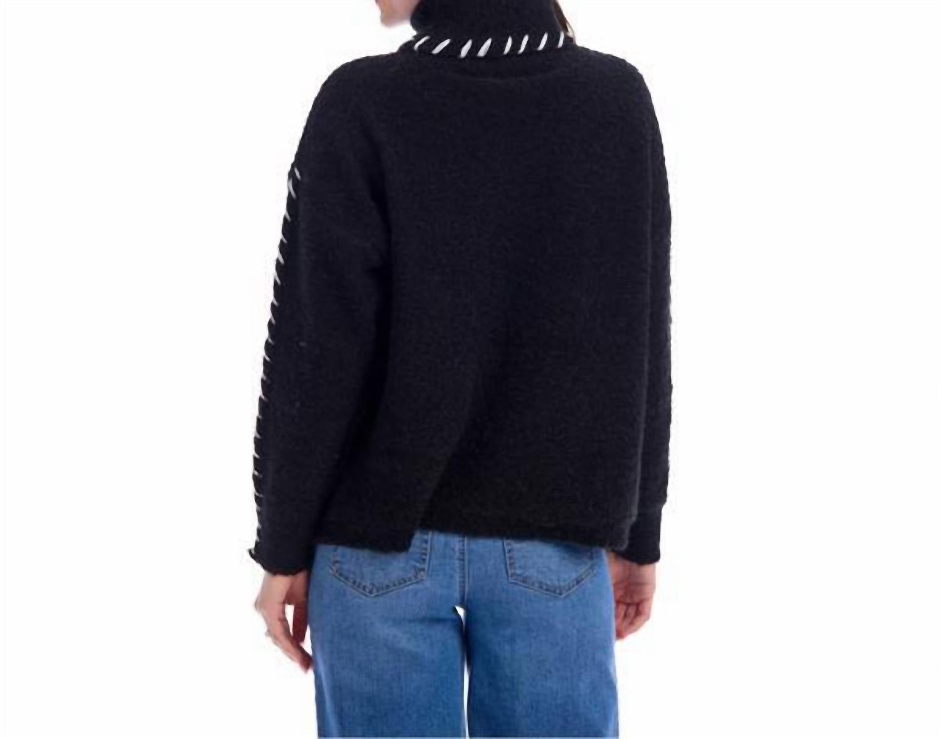 mudpie Fallon Contrast Sweater in black - women's sweater - detail view