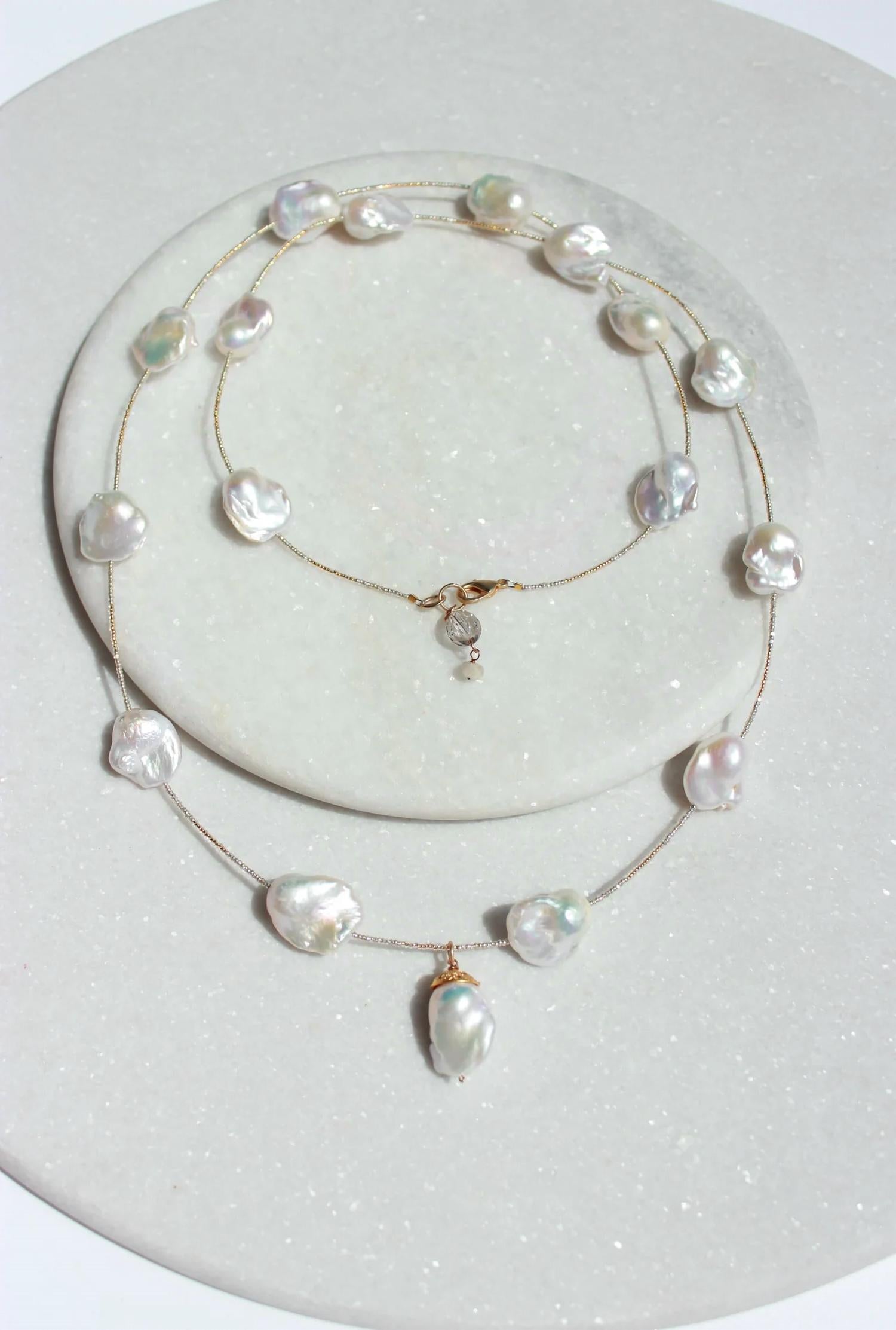 Bittersweet Designs Women's Hefty Pearl Spacer Necklace in white - women's jewelry