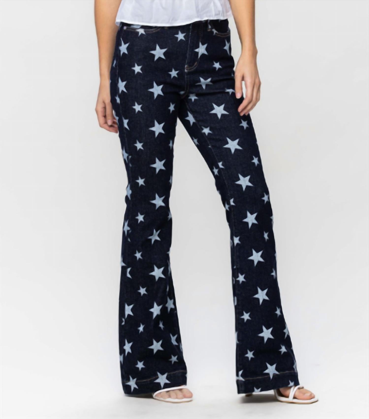 Judy Blue - High Waist All Over Star Print Flare Jeans