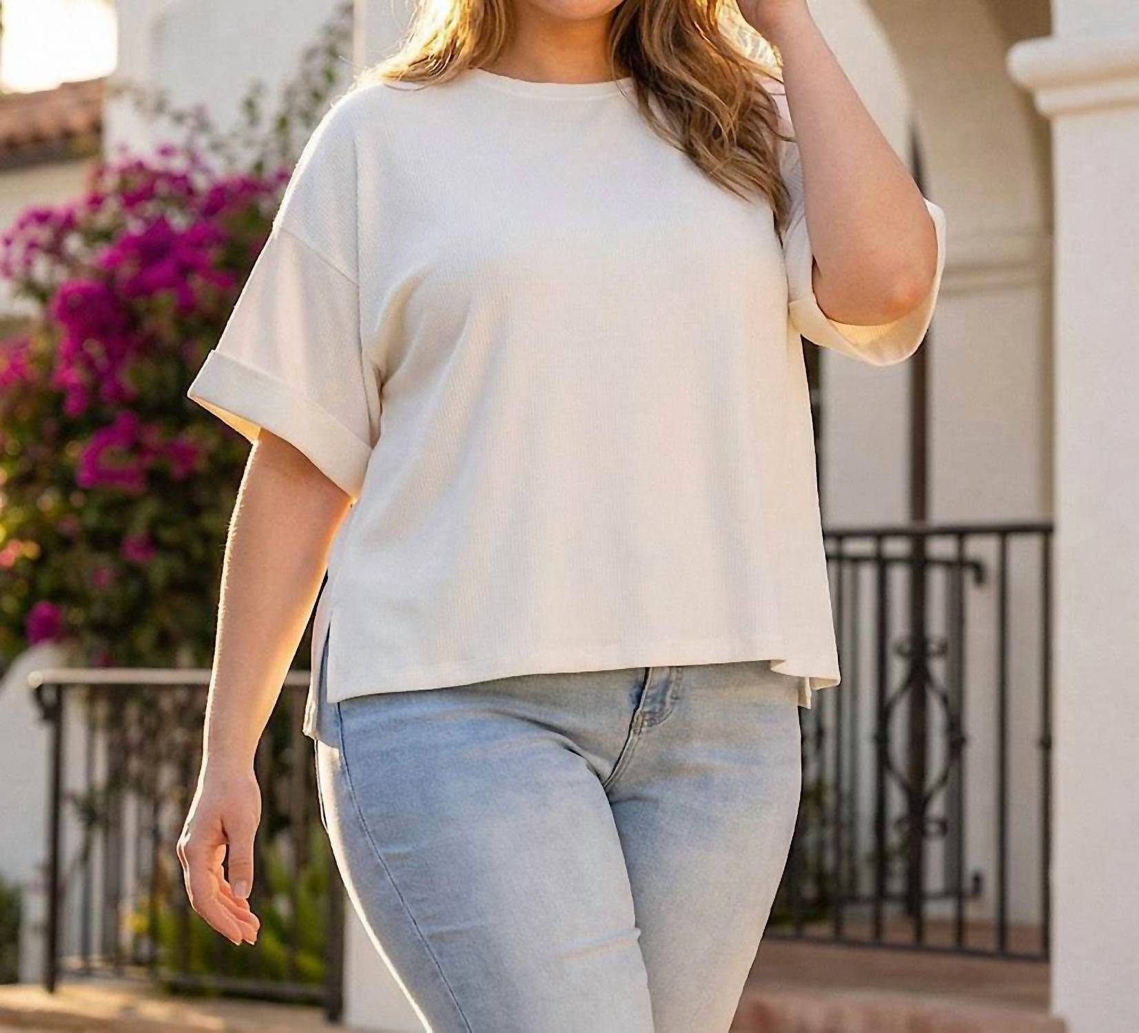 Karen Kane - Ribbed Cuffed Sleeve Top