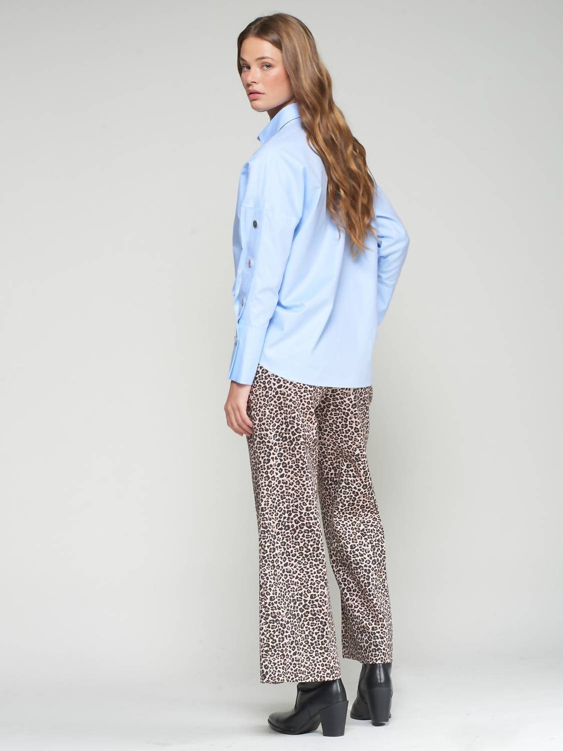 Vilagallo - Leopard High Waisted Wide Leg Trousers