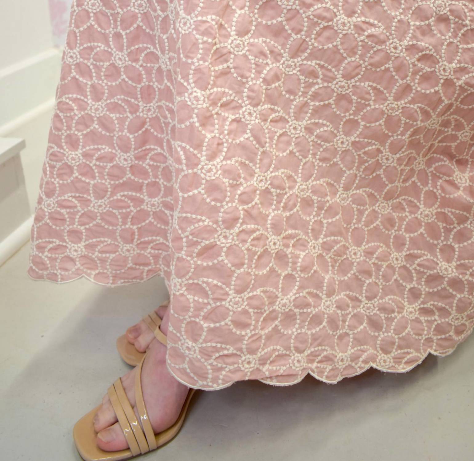 Sofie the Label Fleur Embroidered Midi Dress in blush - women's dress - alternate view