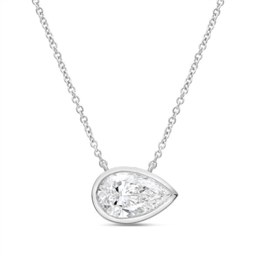 Diana M Jewels - Women's East West Pear Shape Bezel Pendant (4.00 Ct)