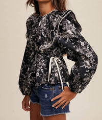 Listicle - Victorian Floral Ruffle Blouse