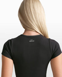 NikeSKIMS Ribbed Seamless Short Sleeve Top in nskm obsidian nskm armor - women's t-shirt - view 5