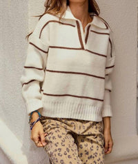 Lovlov - Luxe Relaxed Striped Knit Sweatshirt