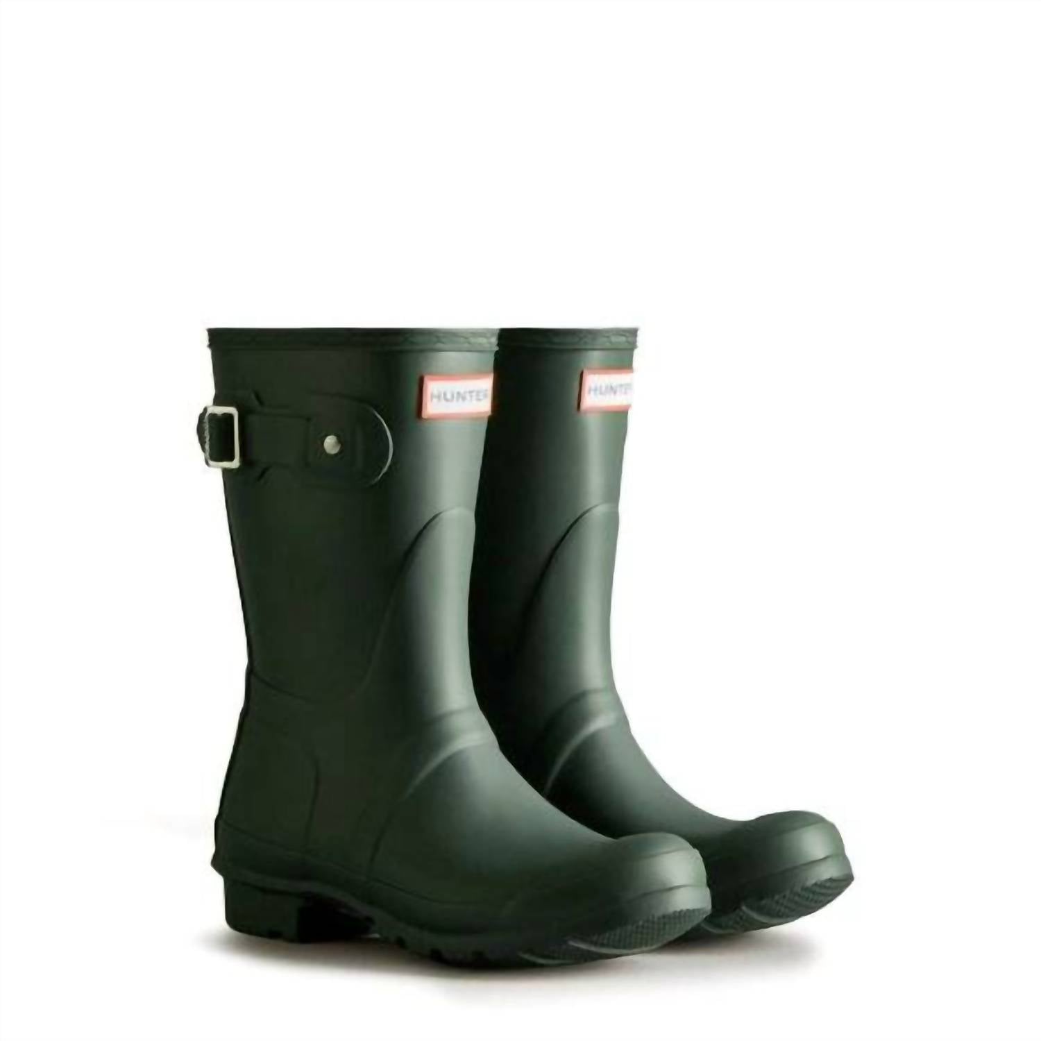 HUNTER Women's Original Short Gloss Rain Boots in sweet gale green - women's shoe - detail view