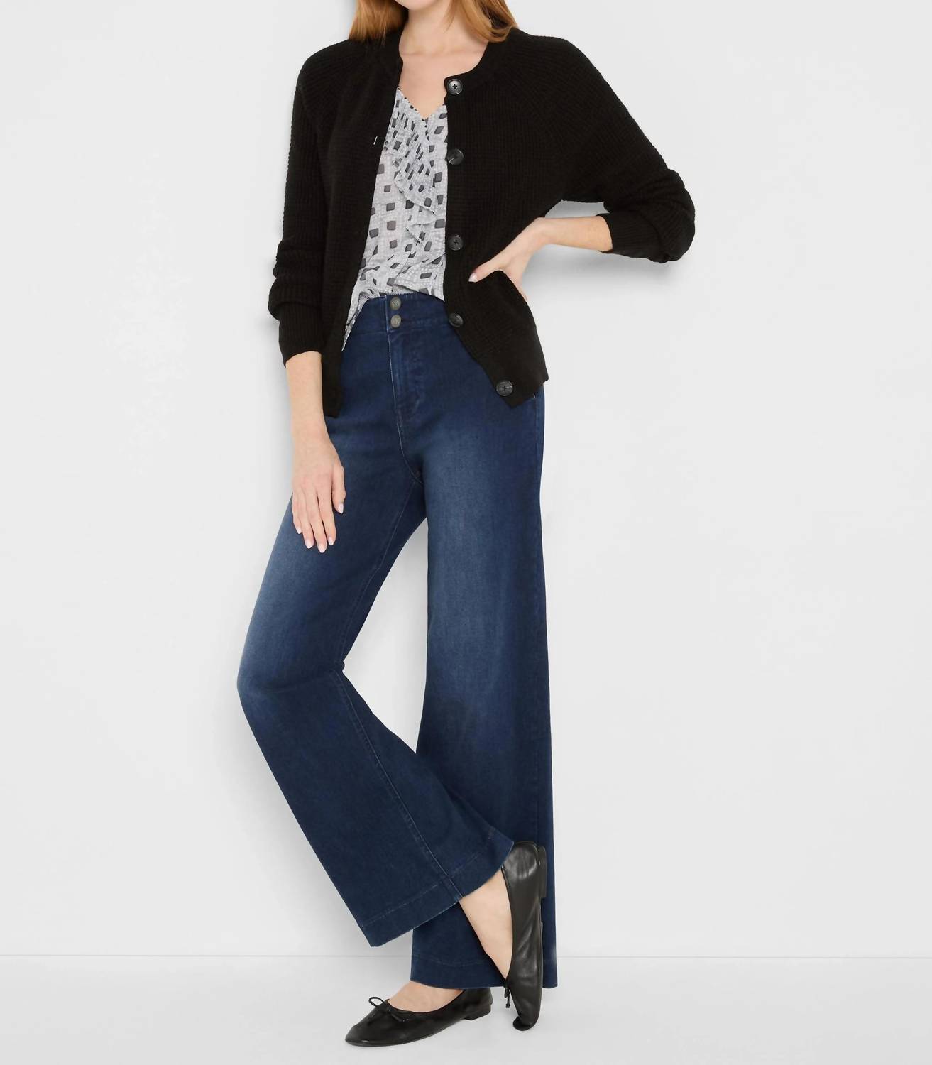 Nic + Zoe - Dotty Squares Ruffle Top