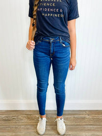 Tractr - Heidi Mid-rise Raw Hem Jeans