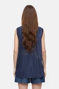 CLOSED Cotton Voile Blouse in space blue - women's blouse - detail view