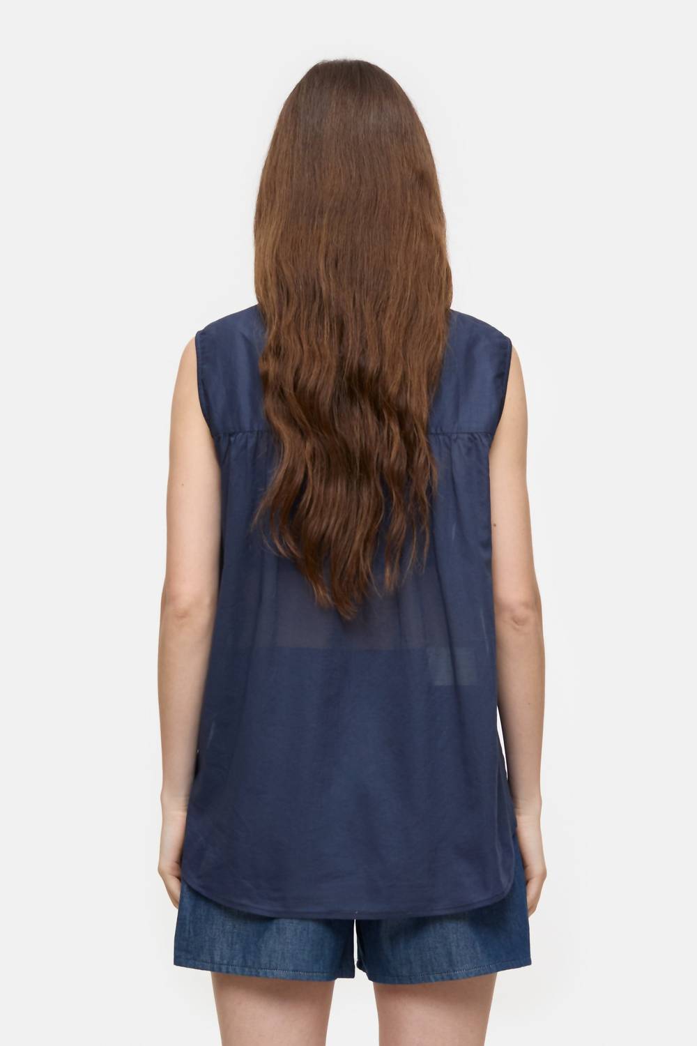CLOSED Cotton Voile Blouse in space blue - women's blouse - detail view