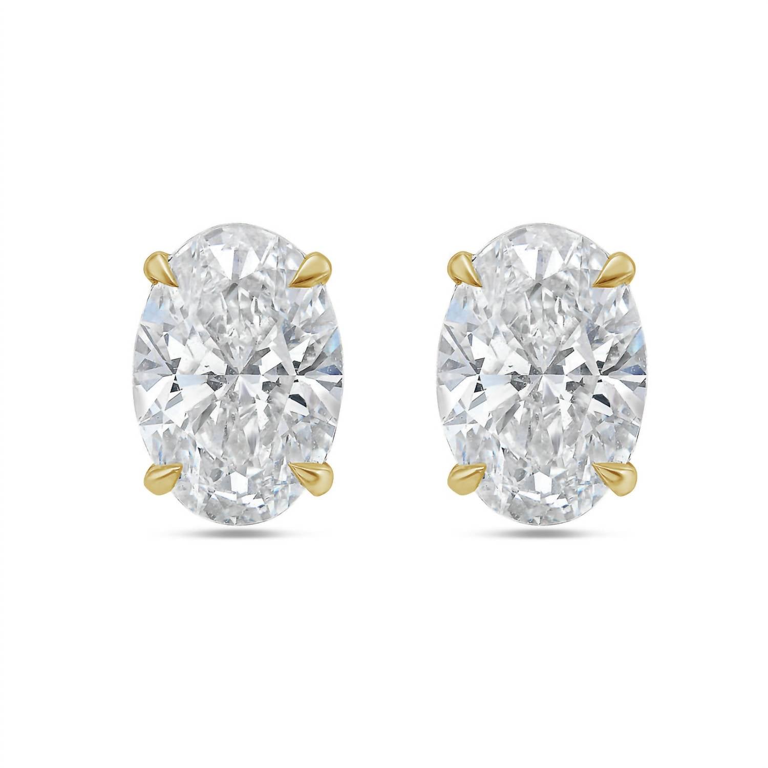 Diana M Jewels - 3.00 Cts Lab Grown Oval Cut Stud Earrings