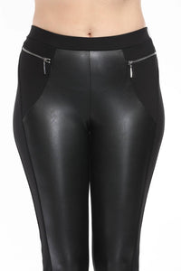 Joseph Ribkoff - Faux Leather Front Skinny Trouser Pants