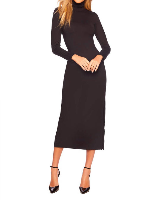 Long Sleeve Turtleneck Slit Dress