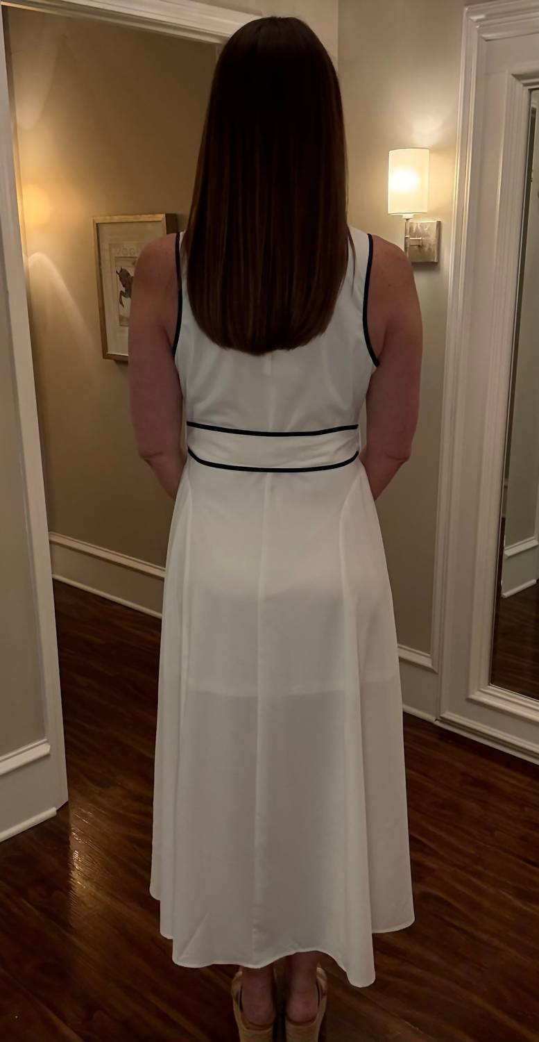 entro Piping Midi Dress in white - women's dress - detail view