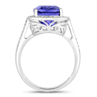 Diana M Jewels Women's Cushion Natural Tanzanite Fashion Ring (5.59 Ct) - Elegant in 14k white gold - women's jewelry - detail view