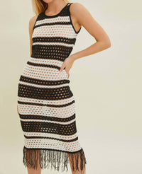 Baevely By Wellmade - Cabana Chic Open Knit Midi Dress