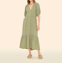 XIRENA Lennox Midi Dress in dark seagrass - women's dress