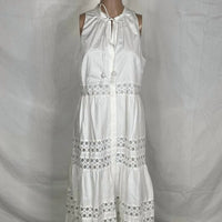 SACHIN & BABI Positano Button-up Sleeveless Long Maxi Dress in white - women's dress - detail view