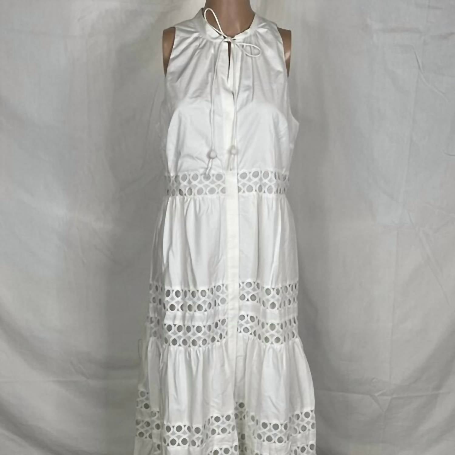SACHIN & BABI Positano Button-up Sleeveless Long Maxi Dress in white - women's dress - detail view