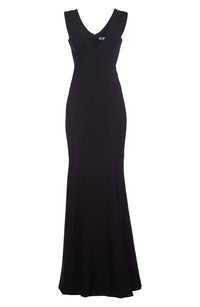 Dress The Population - Sandra Plunge Crepe Trumpet Gown