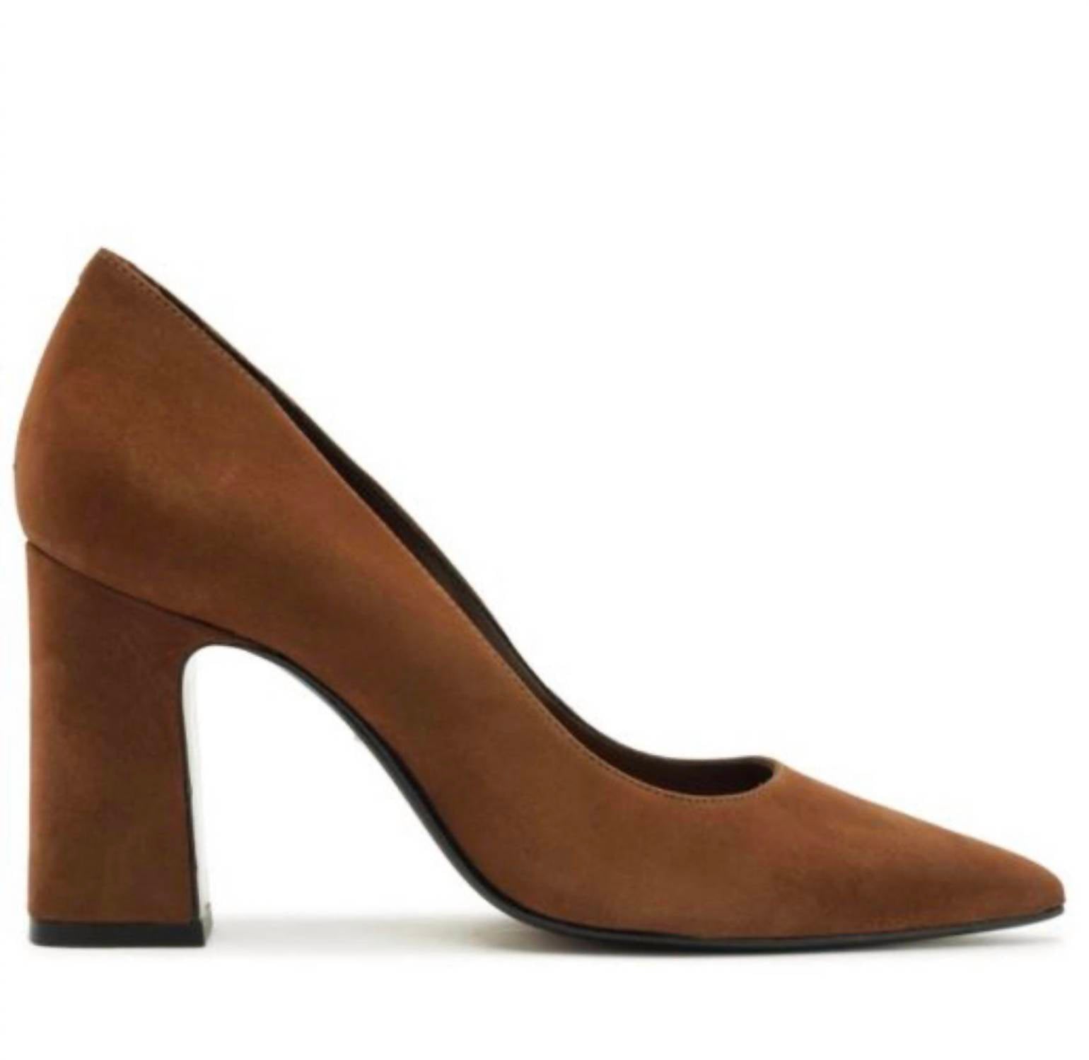 SCHUTZ Women's Eleanor Suede Pump in pecan brown - women's heels - alternate view