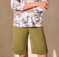 Tribal - Combo Print 3/4 Sleeve V Neck-Crew Neck Top