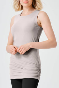 Planet By Lauren G. - Cotton Lycra Ruched Tank