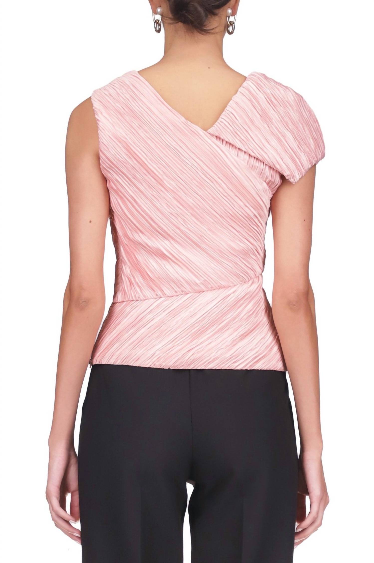 Marina Moscone - Spliced Plissé Top Blouse