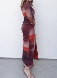 Emory Park - Brushstroke Mesh Midi Dress