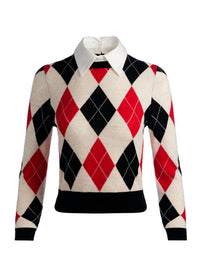 Alice + Olivia - Carolann Argyle Pullover Top