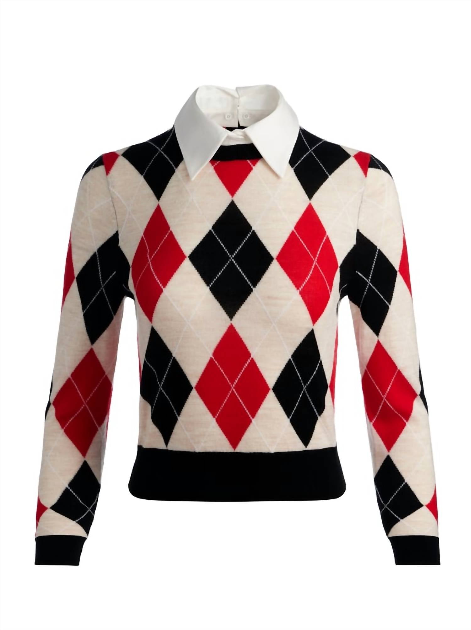 Alice + Olivia - Carolann Argyle Pullover Top