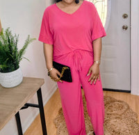 Dear Scarlett - V-neckline Tunic Top And Pant Travel Set