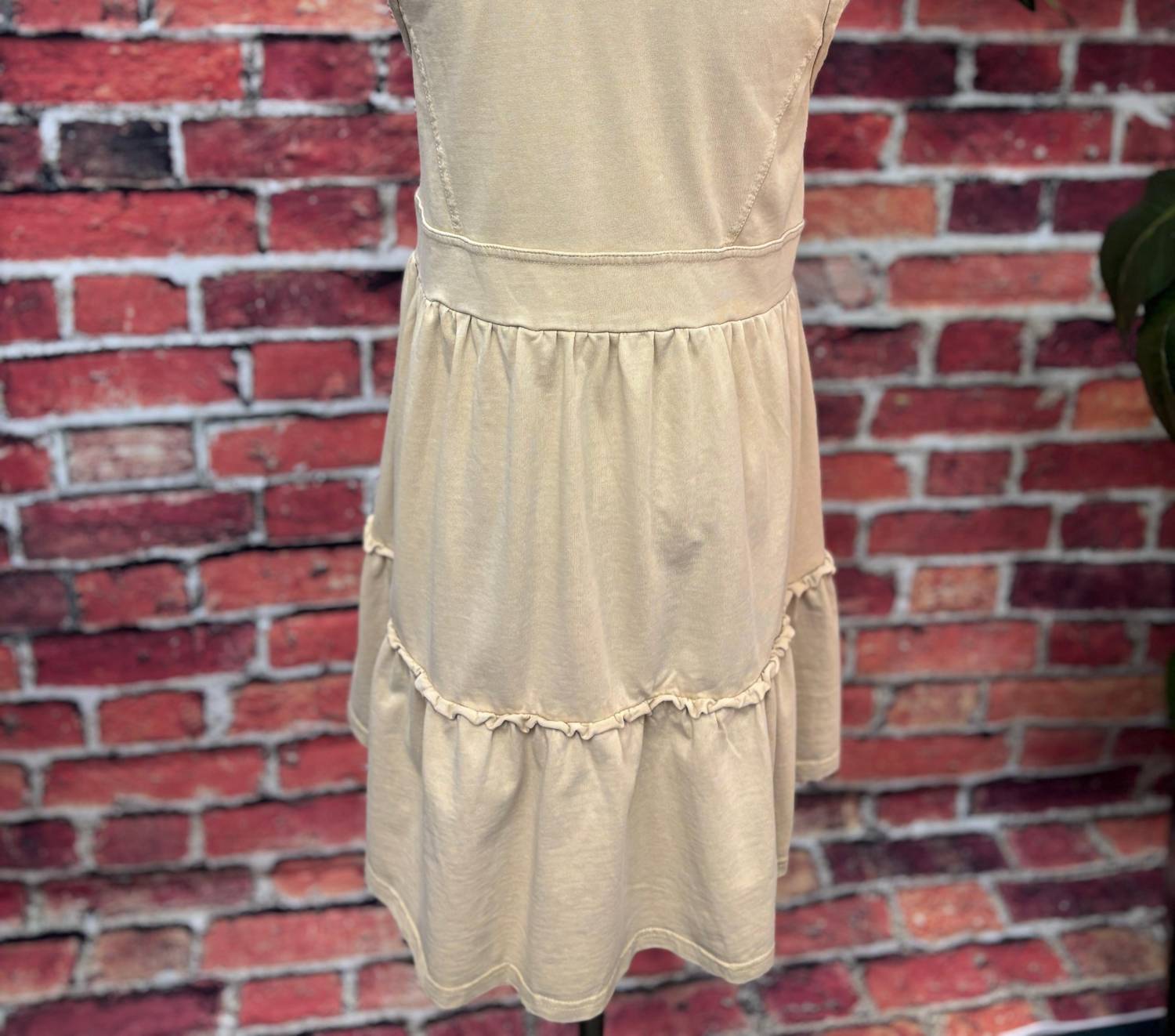 Carole Christian - Women's Washed Neutral Zip-front Tiered Tunic Dress