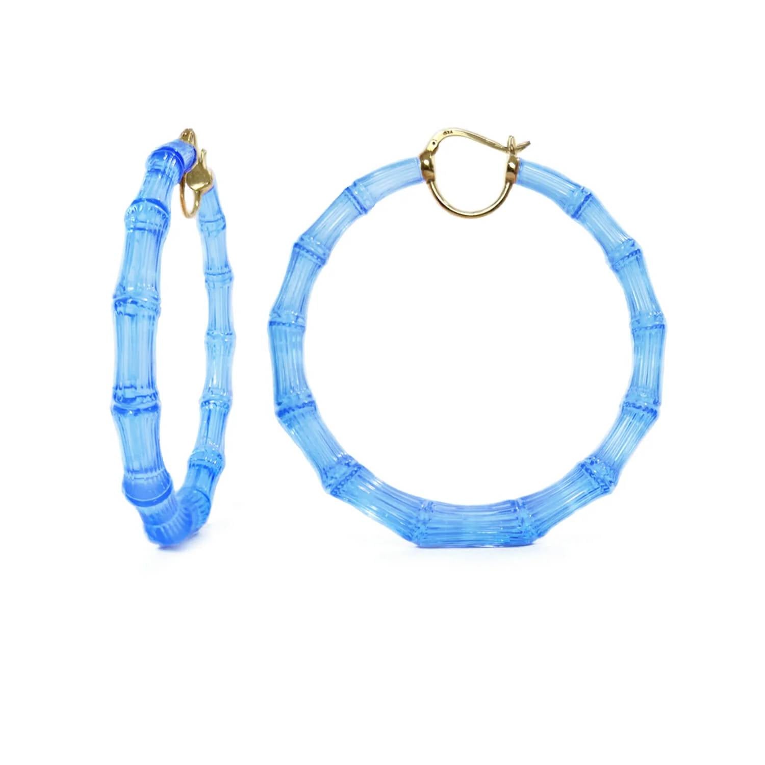 Gold & Honey - Women's Xl Lucite Bamboo Hoop Earrings