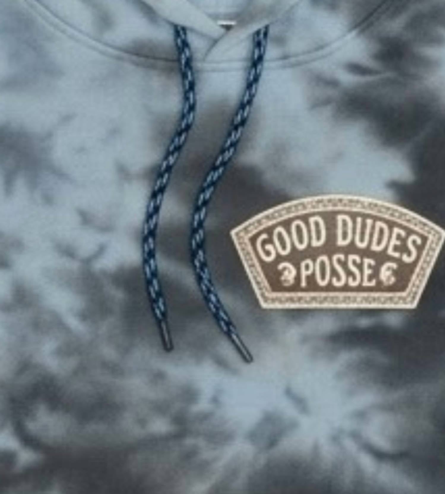 TINY WHALES Boys' Good Dude Posse Hoodie in ocean black - kids' shirt - detail view