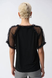 Joseph Ribkoff - Silky Knit And Mesh Short Sleeve Top