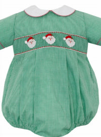 Petit Bebe - Girl's Santa Smocked Gingham Bubble