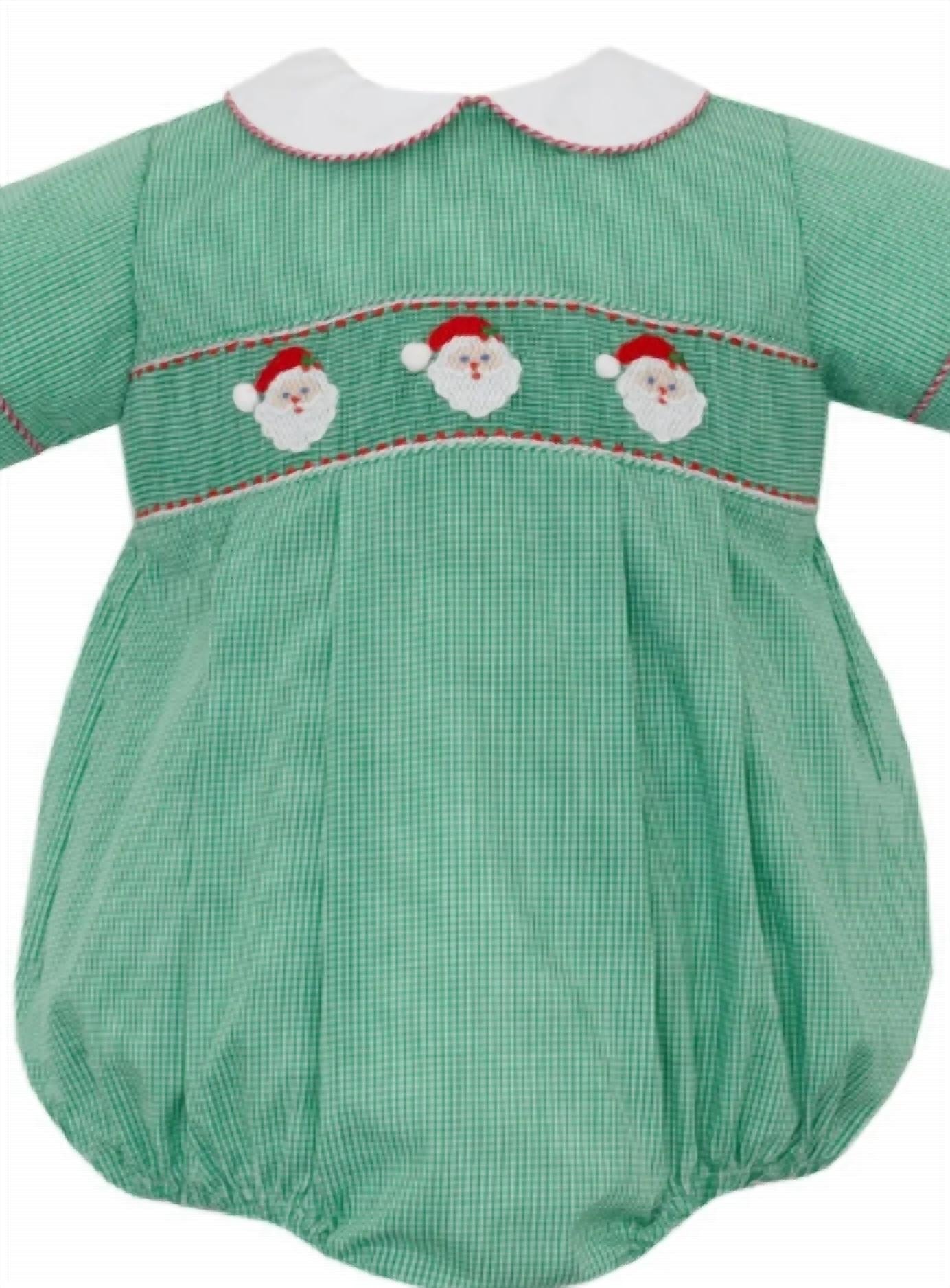 Petit Bebe - Girl's Santa Smocked Gingham Bubble