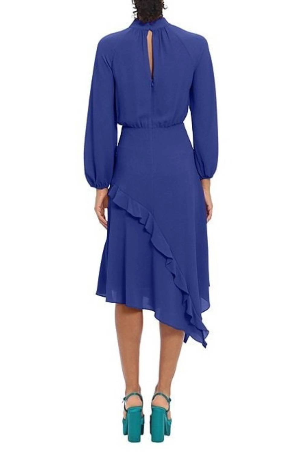 Donna Morgan - Long Sleeve Mock Neck Ruffle Dress