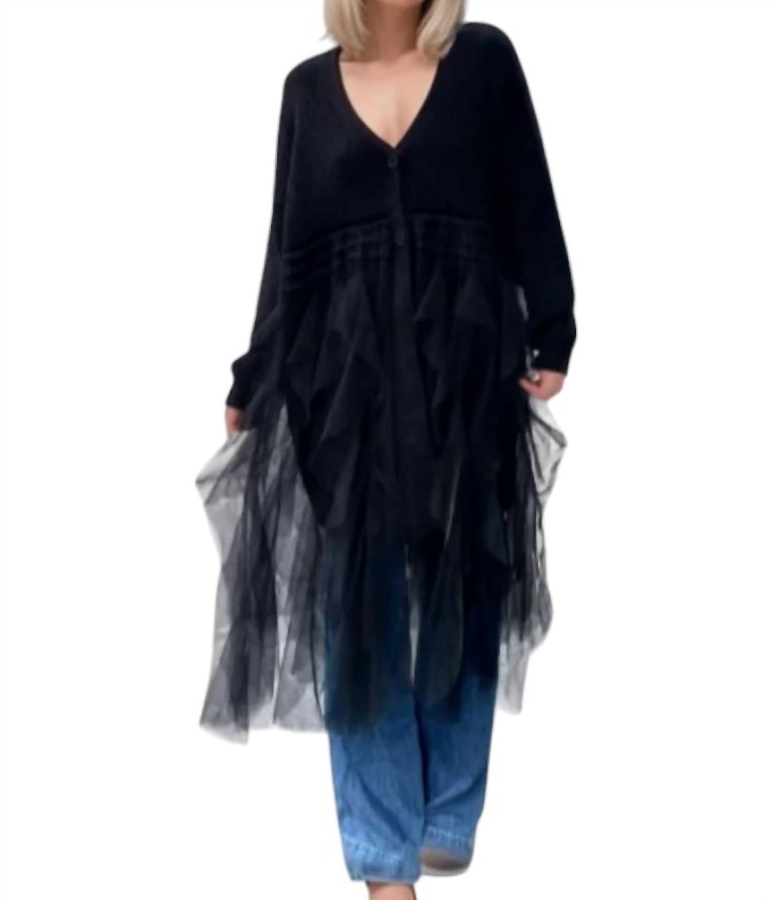 Madonna & Co. - Tulle Trim Sweater Dress