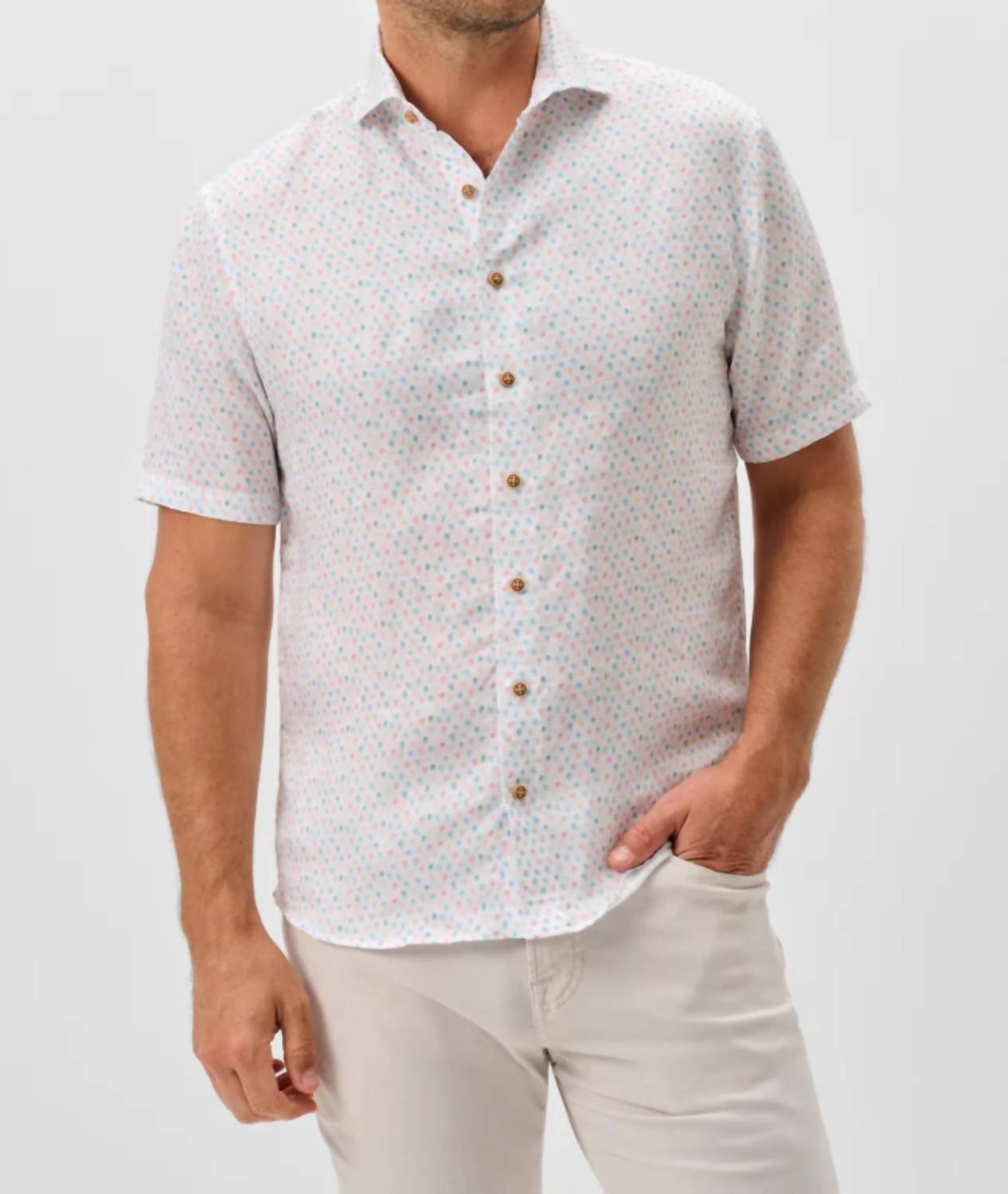 Johnnie-O - Linen Blend Short Sleeve Button Down Shirt