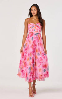 Astr - Ayla Floral Pleated Midi Dress